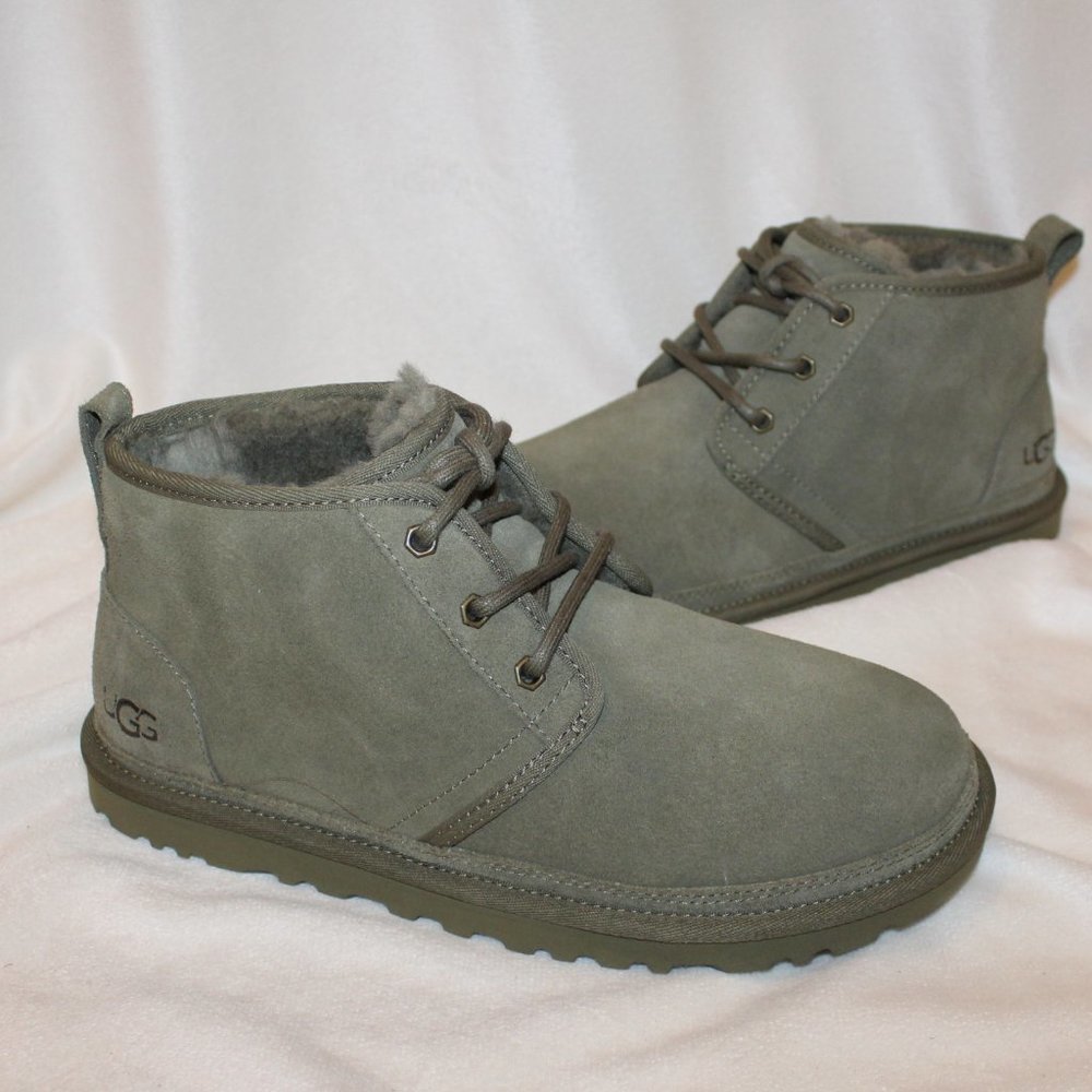 NIB UGG‎ WOMEN'S NEUMEL SUEDE SHEARLING LINED ANKLE BOOTS BOOTIES OLIVE GREEN